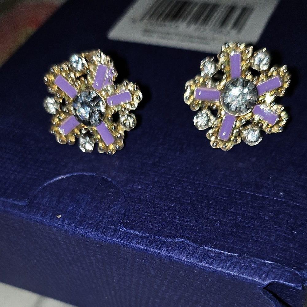 Elegant Gold and Purple Stud Earrings